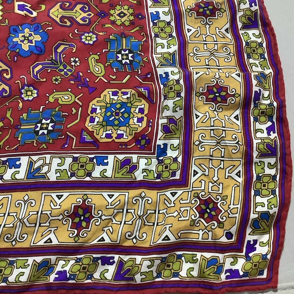 Beautiful Patterned Rolled Hem Scarf Vibrant Jewe… - image 6